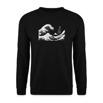 Great Wave Kanagawa Japanese Art - Unisex Sweatshirt - black - Front - Alina (178cm) & Michal (187cm)