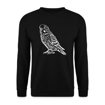 Wellensittich Vogel weiß - Unisex Pullover - Schwarz - Vorne - Alina (178cm) & Michal (187cm)