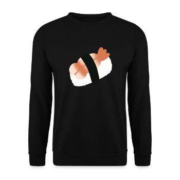 Garnelen-Nigiri-Minimalistisches Sushi - Unisex Pullover - Schwarz - Vorne - Alina (178cm) & Michal (187cm)