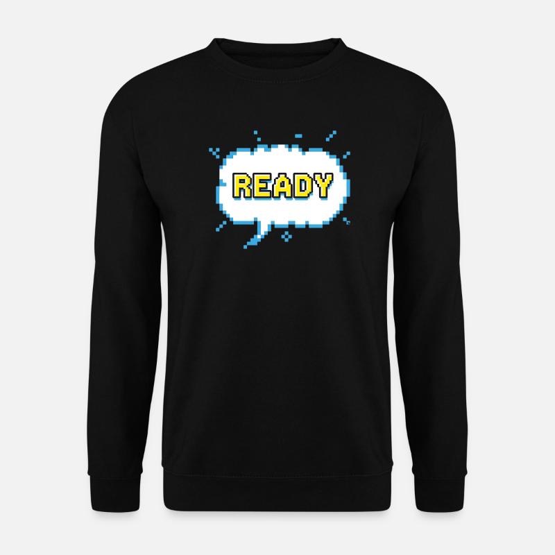 READY Schriftzug im Pixel Comic Look - Unisex Pullover - Schwarz
