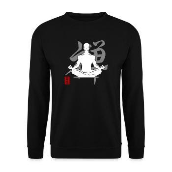 Yoga Silhouette Zen Meditation Kanji Entspannung - Unisex Pullover - Schwarz - Vorne - Alina (178cm) & Michal (187cm)