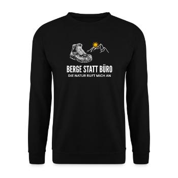 Berge statt Büro-Nature Calls - Unisex Pullover - Schwarz - Vorne - Alina (178cm) & Michal (187cm)