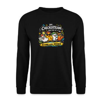 The checker team and the fast chickens - Unisex Sweatshirt - black - Front - Alina (178cm) & Michal (187cm)