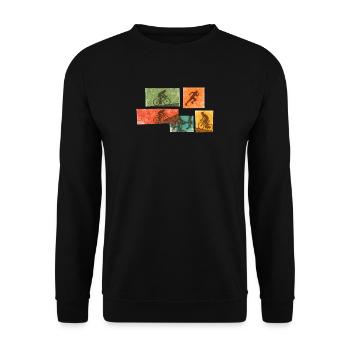 Cycling Mosaic: Bicycle Silhouettes - Unisex Sweatshirt - black - Front - Alina (178cm) & Michal (187cm)