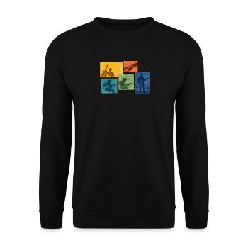 Guitar Grunge Color Blocks - Unisex Sweatshirt - black - Front - Alina (178cm) & Michal (187cm)