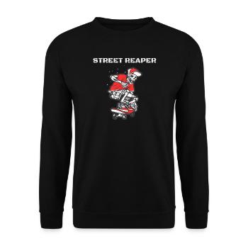 Street Reaper –Design Skateboard Squelette Skateur - Sweat-shirt Unisexe - noir - Devant - Alina (178cm) & Michal (187cm)