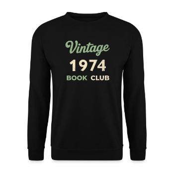 Cadeau rétro de l’année de naissance vintage du club de lecture 1974 - Sweat-shirt Unisexe - noir - Devant - Alina (178cm) & Michal (187cm)