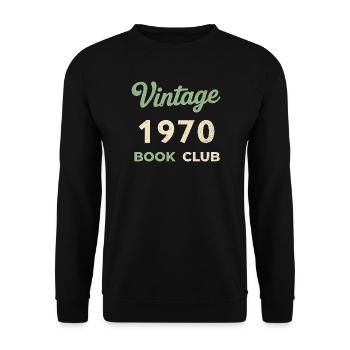 Vintage 1970's Book Club Retro Birth Year Gift - Unisex Sweatshirt - black - Front - Alina (178cm) & Michal (187cm)