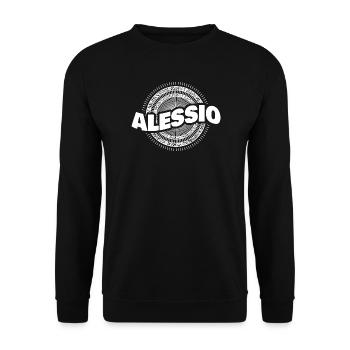 Geschenk für Alessio - Unisex Pullover - Schwarz - Vorne - Alina (178cm) & Michal (187cm)