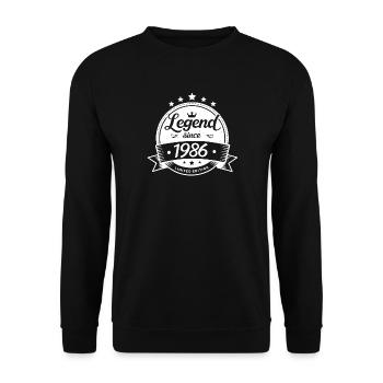 Legend since 1986, weiss - Unisex Pullover - Schwarz - Vorne - Alina (178cm) & Michal (187cm)