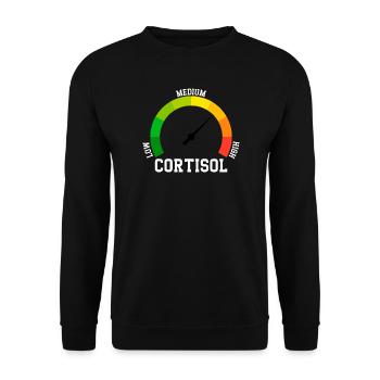 Niedriges Cortisol, sogar niedriger Wert - Unisex Pullover - Schwarz - Vorne - Alina (178cm) & Michal (187cm)