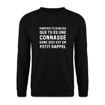 Manchmal vergisst man es... Eine kleine Erinnerung zum Humor - Unisex Pullover - Schwarz - Vorne - Alina (178cm) & Michal (187cm)