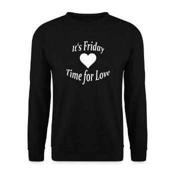 FRIDAY - TIME FOR LOVE - Unisex Pullover - Schwarz - Vorne - Alina (178cm) & Michal (187cm)