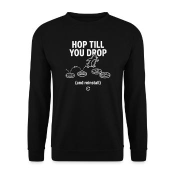 Hop Till You Drop Linux Reinstall - Unisex Pullover - Schwarz - Vorne - Alina (178cm) & Michal (187cm)