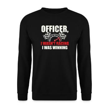 Officer, ich bin nicht gefahren, ich habe gewonnen. - Unisex Pullover - Schwarz - Vorne - Alina (178cm) & Michal (187cm)