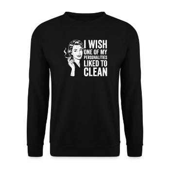Haushalt Humor Shirt für Frauen - Unisex Pullover - Schwarz - Vorne - Alina (178cm) & Michal (187cm)