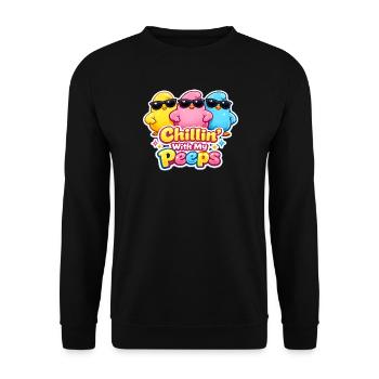 Chillin with my Peeps Happy Easter Easter Chick - Unisex Sweatshirt - black - Front - Alina (178cm) & Michal (187cm)