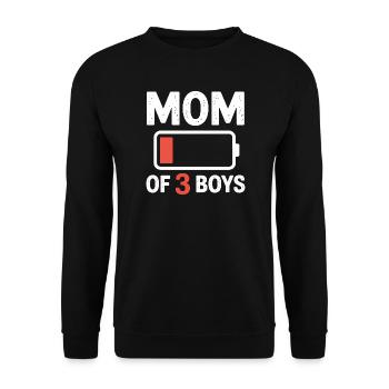 Mom of 3 Boys Battery Low - Unisex Sweatshirt - black - Front - Alina (178cm) & Michal (187cm)