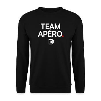 TEAM APÉRO | Minimaler Partyhumor - Unisex Pullover - Schwarz - Vorne - Alina (178cm) & Michal (187cm)