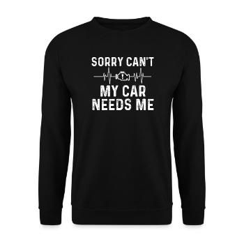 Sorry Cant My Car Needs Me Racing - Unisex Sweatshirt - black - Front - Alina (178cm) & Michal (187cm)