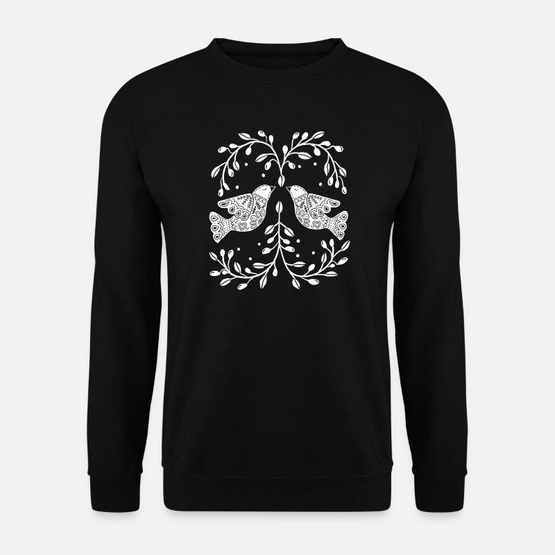 Birds, Doves Retro Scandinavian Style - Unisex Sweatshirt - black
