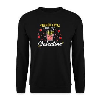 French Fries Are My Valentine Funny Kawaii - Unisex Sweatshirt - black - Front - Alina (178cm) & Michal (187cm)