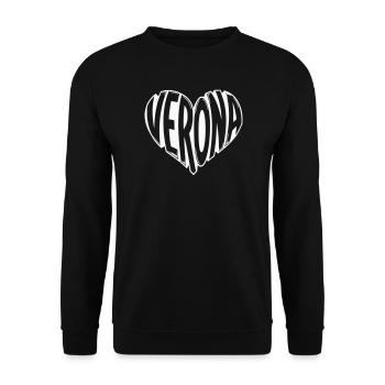 Verona Herz-Typografie - Unisex Pullover - Schwarz - Vorne - Alina (178cm) & Michal (187cm)