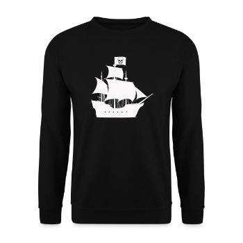 Piratenschiff Silhouette - Unisex Pullover - Schwarz - Vorne - Alina (178cm) & Michal (187cm)