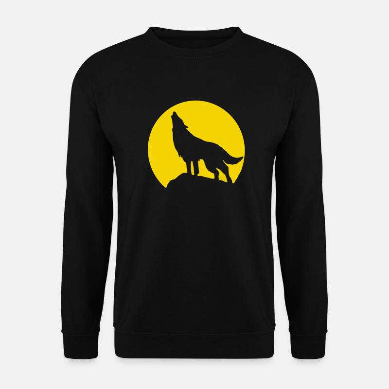 Mondsilhouette Wolfheulen - Unisex Pullover - Schwarz