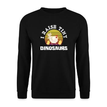 Ich züchte kleine Dinosaurier Hühner - Unisex Pullover - Schwarz - Vorne - Alina (178cm) & Michal (187cm)