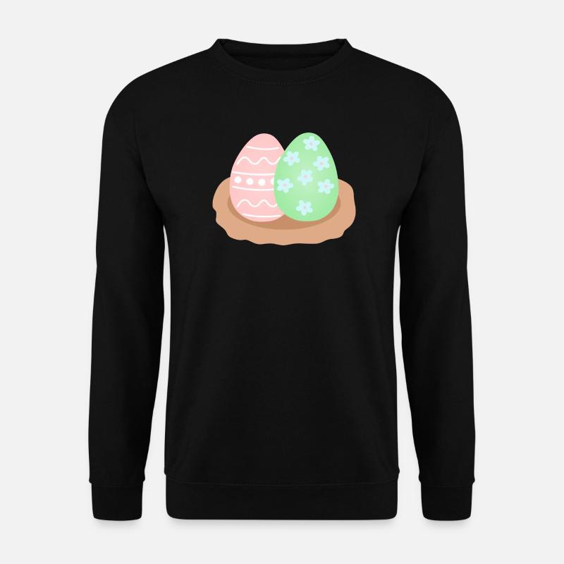 Pastell-Osterei-Duo im Nest - Unisex Pullover - Schwarz