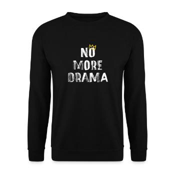 No More Drama – Minimal Typography Saying - Unisex Sweatshirt - black - Front - Alina (178cm) & Michal (187cm)