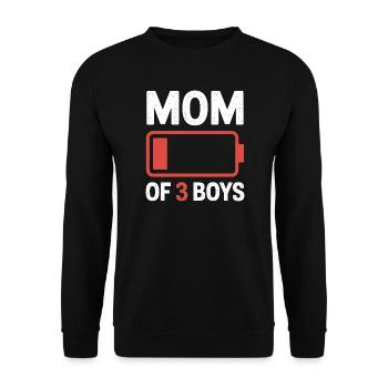 Batterie-Grafik von Mutter von 3 Jungen - Unisex Pullover - Schwarz - Vorne - Alina (178cm) & Michal (187cm)