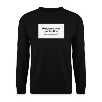 Typography_design_text_progress_over_perfectio - Sweat-shirt Unisexe - noir - Devant - Alina (178cm) & Michal (187cm)