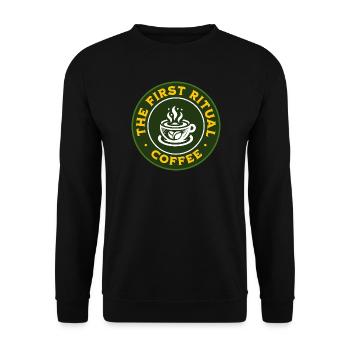 First Ritual Coffee Badge - Unisex Sweatshirt - black - Front - Alina (178cm) & Michal (187cm)