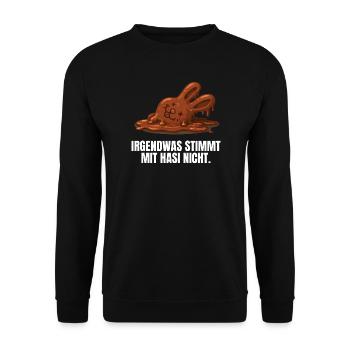 Hasi Ostern Schokohase lustig - Unisex Pullover - Schwarz - Vorne - Alina (178cm) & Michal (187cm)
