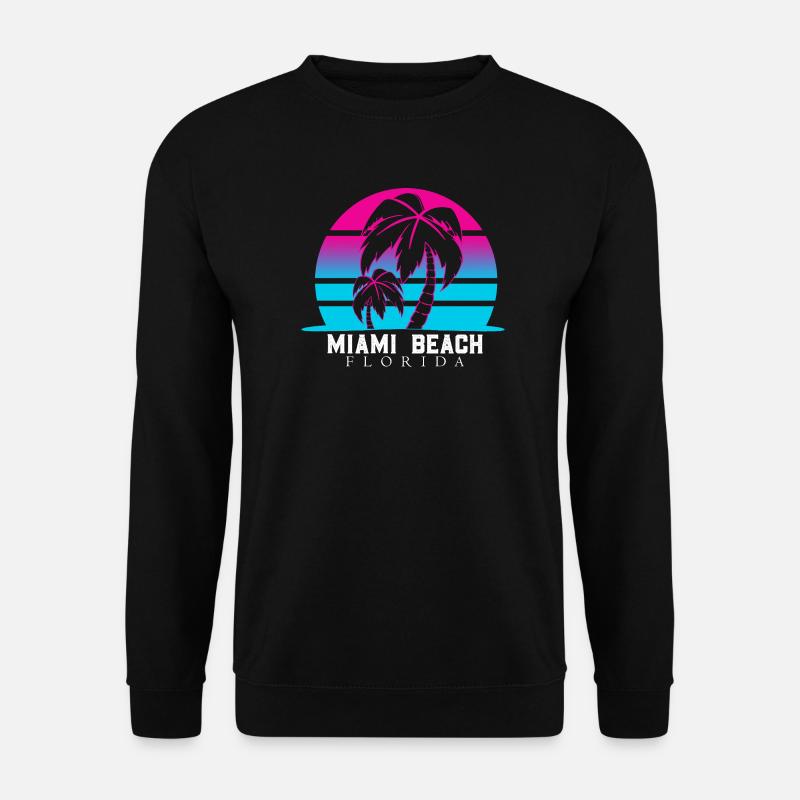 Miami Beach Palm Trees Neon - Unisex Sweatshirt - black