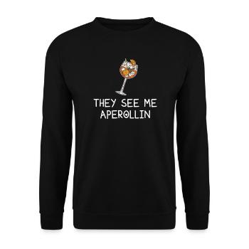 They see me Aperollin' – Summer Drink Spritz - Unisex Sweatshirt - black - Front - Alina (178cm) & Michal (187cm)