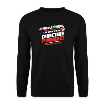 Ich werde Fußball spielen, sonst ein beschissener Charakter - Unisex Pullover - Schwarz - Vorne - Alina (178cm) & Michal (187cm)
