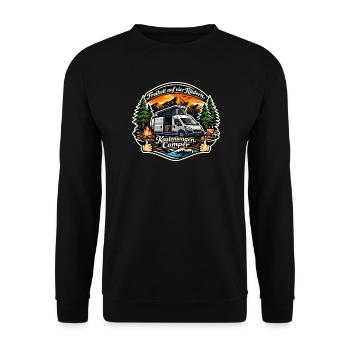Freedom on four wheels: campervan, camper van - Unisex Sweatshirt - black - Front - Alina (178cm) & Michal (187cm)