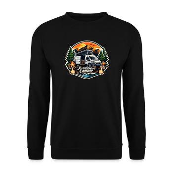 Kastenwagen Camper Abenteuer - Unisex Pullover - Schwarz - Vorne - Alina (178cm) & Michal (187cm)