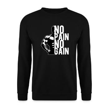 No Pain Fitness GYM No Gain Bodybuilding Funny - Unisex Sweatshirt - black - Front - Alina (178cm) & Michal (187cm)