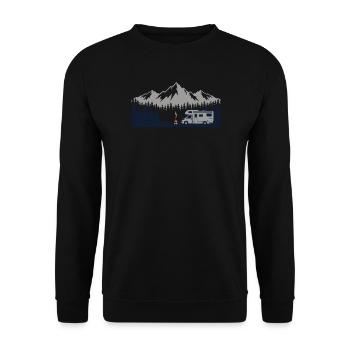 Camping Shirt for Motorhome Camper - Unisex Sweatshirt - black - Front - Alina (178cm) & Michal (187cm)