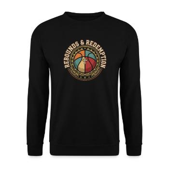Rebounds And Redemption Christian Basketball - Unisex Sweatshirt - black - Front - Alina (178cm) & Michal (187cm)