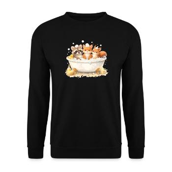 Illustration de la baignée d’animaux de la forêt mignons - Sweat-shirt Unisexe - noir - Devant - Alina (178cm) & Michal (187cm)