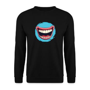Laughing Cartoon mouth wide open with red lips - Unisex Sweatshirt - black - Front - Alina (178cm) & Michal (187cm)
