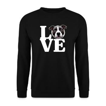 LOVE Staffy Bull Terrier Dog Dog Lover Funny - Unisex Sweatshirt - black - Front - Alina (178cm) & Michal (187cm)