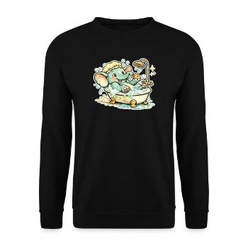 Little elephant in the bathroom shower fun - Unisex Sweatshirt - black - Front - Alina (178cm) & Michal (187cm)