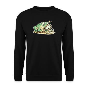 Frog detective in search of clues - Unisex Sweatshirt - black - Front - Alina (178cm) & Michal (187cm)