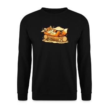 Renard chill dans un coffre en bois avec des lunettes de soleil - Sweat-shirt Unisexe - noir - Devant - Alina (178cm) & Michal (187cm)